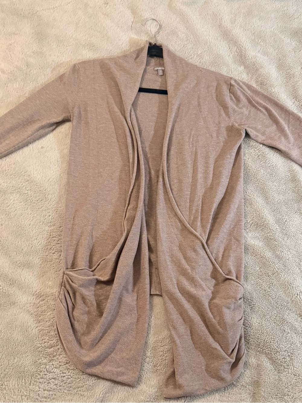 Charlotte Russe Taupe Open-Front Draped Cardigan (M)